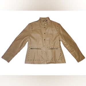 Vintage Excelled Collection Tan Studded Leather Moto Jacket XL